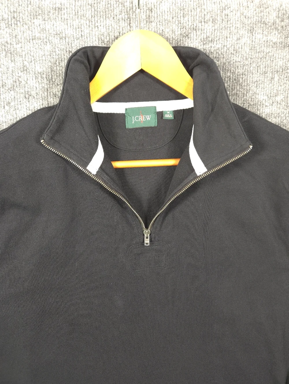 J.Crew Re-Imagined 100% Cotton QuarterZip Pullover Sweatshirt Black Men's Medium